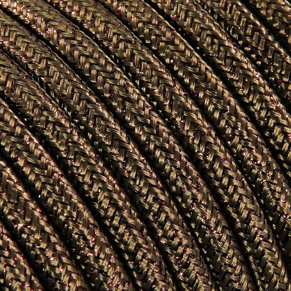 Fil électrique tissu câble rond 2x0.75 mm² Fil Électrique Tissu Marron Cuivré 2x0,75mm² - Câble Électrique Textile de Qualité