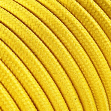 Fil électrique tissu câble rond 2x0.75 mm² Fil Électrique Tissu Jaune 2x0,75mm² - Câble Électrique Textile de Qualité