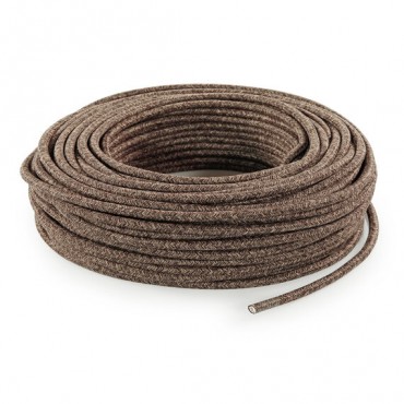 Fil électrique tissu câble rond 2x0.75 mm² Câble Textile Lin Marron et Jute - 2x0.75mm²