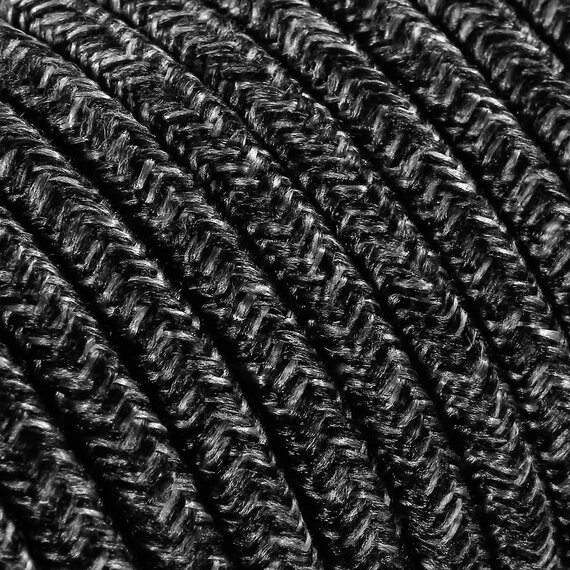 Fil électrique tissu câble rond 2x0.75 mm² Câble Textile Lin Gris Anthracite - 2x0.75mm²