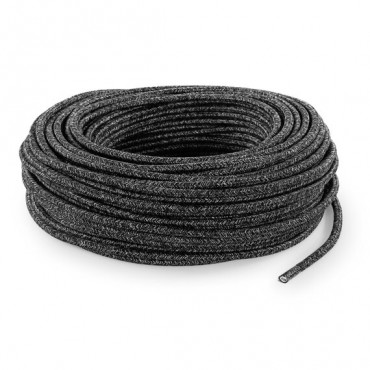 Fil électrique tissu câble rond 2x0.75 mm² Câble Textile Lin Gris Anthracite - 2x0.75mm²