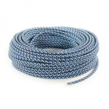 Fil électrique tissu câble rond 2x0.75 mm² Câble Textile Pixels Bleu - 2x0.75mm²
