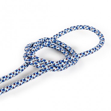 Fil électrique tissu câble rond 2x0.75 mm² Fil Électrique Tissu Pixel Bleu 2x0,75mm² - Câble Électrique Textile de Qualité