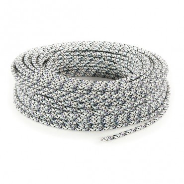 Fil électrique tissu câble rond 2x0.75 mm² Câble Textile Pixels Gris - 2x0.75mm²
