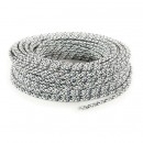 Fil électrique tissu câble rond 2x0.75 mm² Fil Électrique Tissu Pixel Gris 2x0,75mm² - Câble Électrique Textile de Qualité