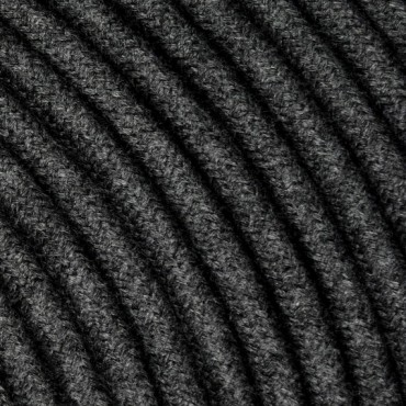 Fil électrique tissu câble rond 2x0.75 mm² Fil Électrique Tissu Gris Carbone 2x0,75mm² - Câble Électrique Textile de Qualité