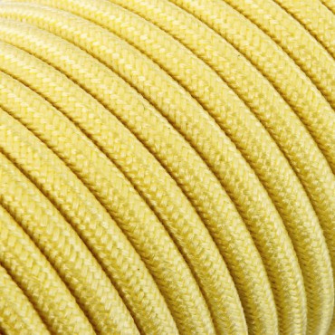 Fil électrique tissu câble rond 2x0.75 mm² Câble Textile Jaune Pastel - 2x0.75mm²