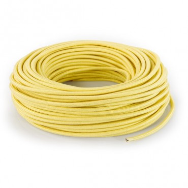 Fil électrique tissu câble rond 2x0.75 mm² Câble Textile Jaune Pastel - 2x0.75mm²