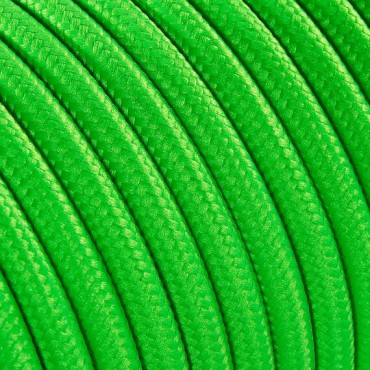 Fil électrique tissu câble rond 2x0.75 mm² Câble Textile Vert Fluo - 2x0.75mm²