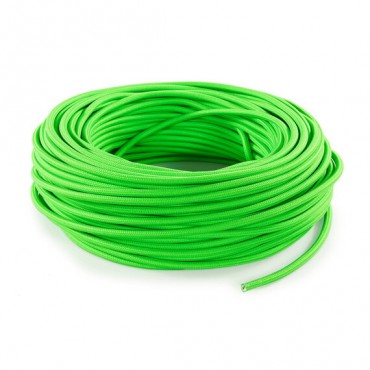 Fil électrique tissu câble rond 2x0.75 mm² Fil Électrique Tissu Vert Fluo 2x0,75mm² - Câble Électrique Textile de Qualité