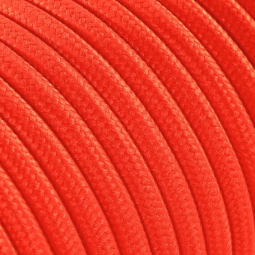 Fil électrique tissu câble rond 2x0.75 mm² Fil Électrique Orange Fluo - 2x0.75mm²