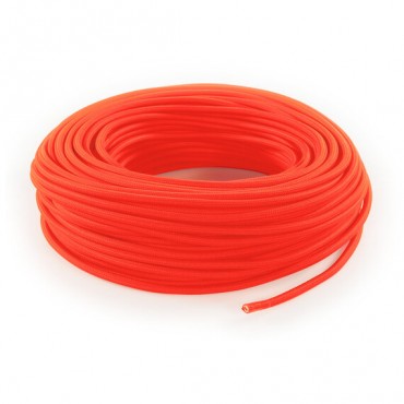 Fil électrique tissu câble rond 2x0.75 mm² Fil Électrique Tissu Orange Fluo 2x0,75mm² - Câble Électrique Textile de Qualité