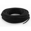 Fil électrique tissu câble rond 2x0.75 mm² Fil Électrique Tissu Noir Brillant 2x0,75mm² - Câble Électrique Textile de Qualité