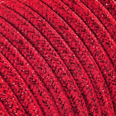 Fil électrique tissu câble rond 2x0.75 mm² Câble Textile Rouge Brillant - 2x0.75mm²