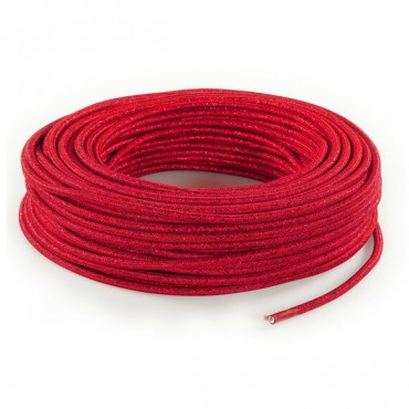 Fil électrique tissu câble rond 2x0.75 mm² Câble Textile Rouge Brillant - 2x0.75mm²
