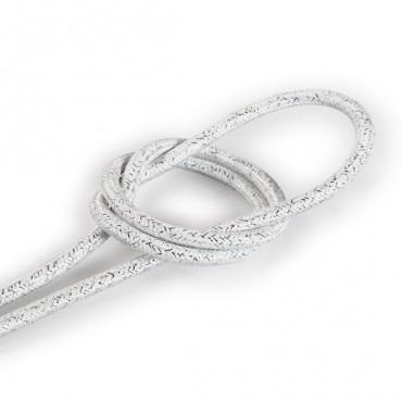 Fil électrique tissu câble rond 2x0.75 mm² Fil Électrique Tissu Blanc Brillant 2x0,75mm² - Câble Électrique Textile de Qualité