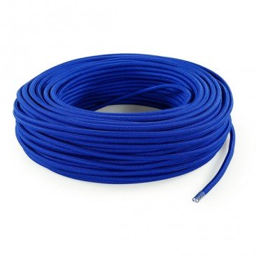 Fil électrique tissu câble rond 2x0.75 mm² Fil Électrique Tissu Bleu Italien 2x0,75mm² - Câble Électrique Textile de Qualité