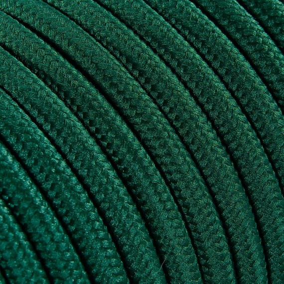 Fil électrique tissu câble rond 2x0.75 mm² Fil Électrique Tissu Vert Forêt 2x0,75mm² - Câble Électrique Textile de Qualité
