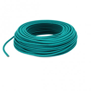 Fil électrique tissu câble rond 2x0.75 mm² Câble Textile Vert Turquoise - 2x0.75mm²