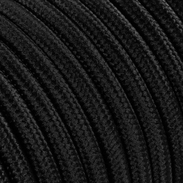 Fil électrique tissu câble rond 2x0.75 mm² Fil Électrique Tissu Noir 2x0,75mm² - Câble Électrique Textile de Qualité