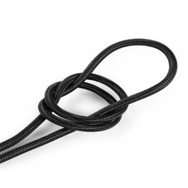 Fil électrique tissu câble rond 2x0.75 mm² Câble Textile Noir - 2x0.75mm²