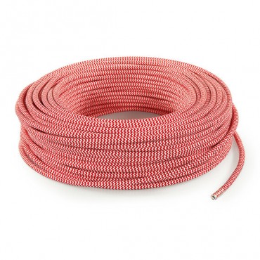 Fil électrique tissu câble rond 2x0.75 mm² Fil Électrique Tissu Rouge et Blanc 2x0,75mm² - Câble Électrique Textile de Qualité