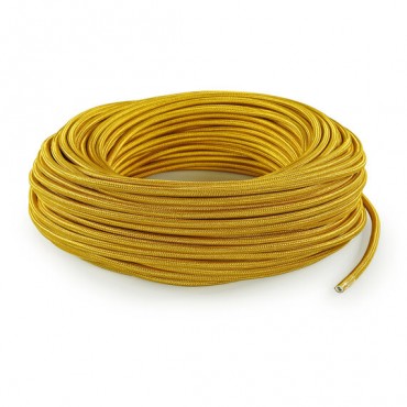 Fil électrique tissu câble rond 2x0.75 mm² Fil Électrique Tissu Or 2x0,75mm² - Câble Électrique Textile de Qualité