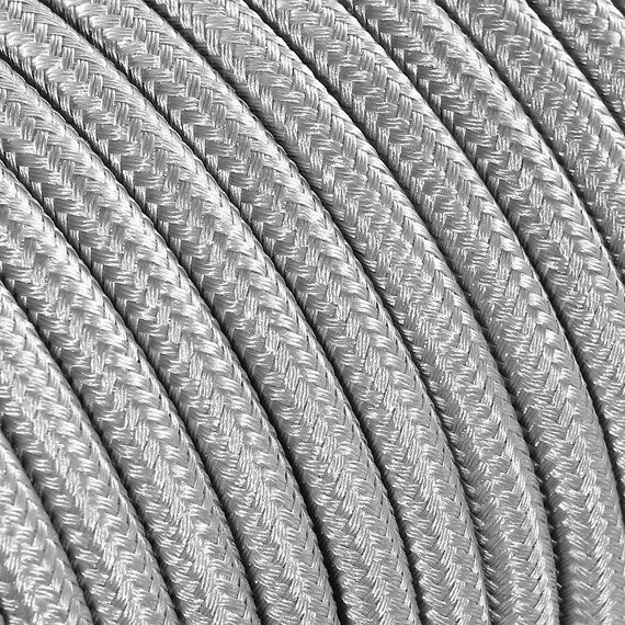Fil électrique tissu câble rond 2x0.75 mm² Câble Textile Argenté - 2x0.75mm²