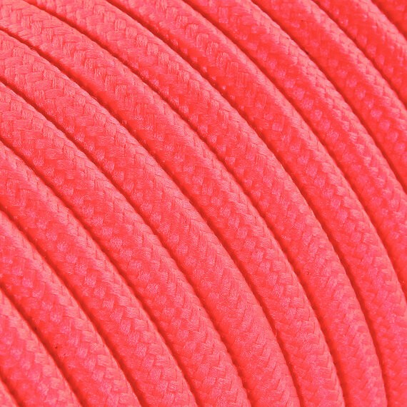 Fil électrique tissu câble rond 2x0.75 mm² Fil Électrique Tissu Rose Fluo 2x0,75mm² - Câble Électrique Textile de Qualité
