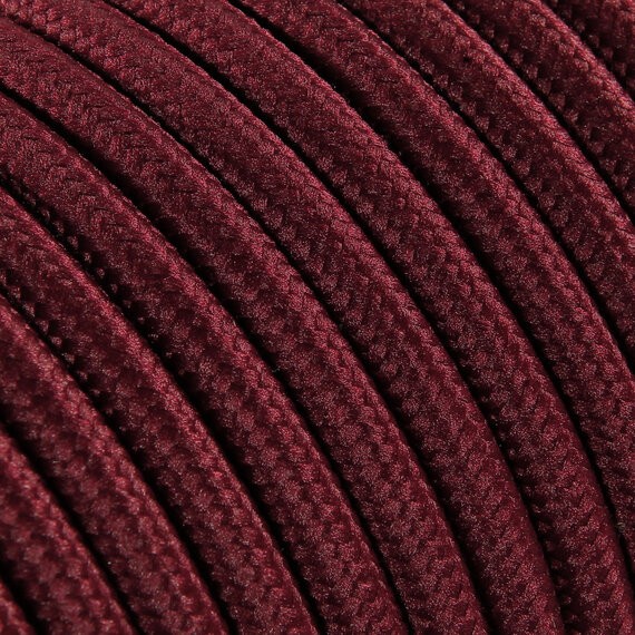 Fil électrique tissu câble rond 2x0.75 mm² Fil Électrique Tissu Bordeaux 2x0,75mm² - Câble Électrique Textile de Qualité