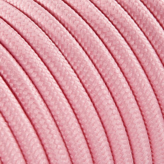 Fil électrique tissu câble rond 2x0.75 mm² Fil Électrique Tissu Rose Pastel 2x0,75mm² - Câble Électrique Textile de Qualité
