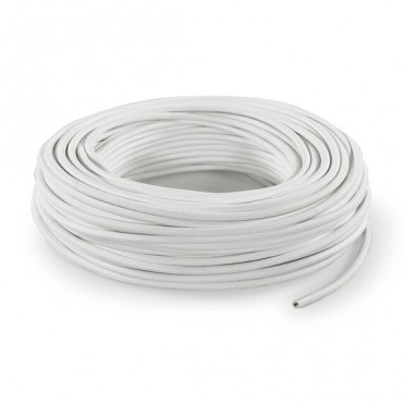 Fil électrique tissu câble rond 2x0.75 mm² Fil Électrique Blanc - 2x0.75mm²