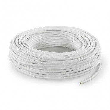 Fil électrique tissu câble rond 2x0.75 mm² Fil Électrique Tissu Blanc 2x0,75mm² - Câble Électrique Textile de Qualité