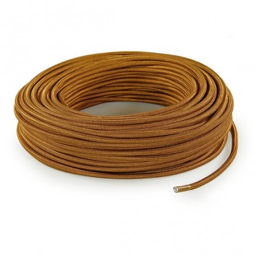 Fil électrique tissu câble rond 2x0.75 mm² Câble Textile Cognac - 2x0.75mm²