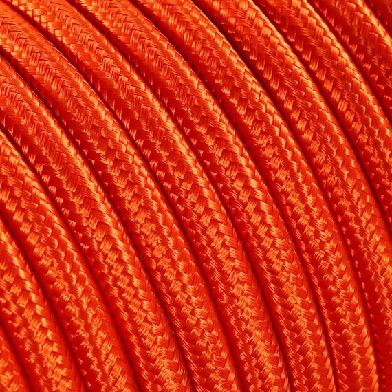 Suspension cordon tissu orange pour ampoule déco