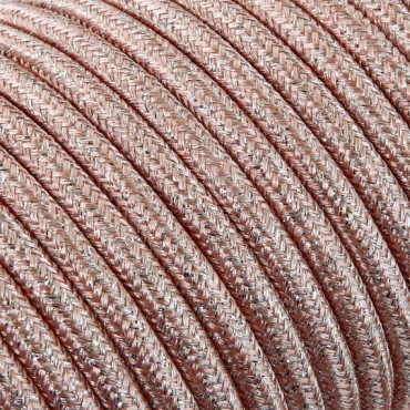 Fil électrique tissu câble rond 2x0.75 mm² Fil Électrique Tissu Rose Brillant 2x0,75mm² - Câble Électrique Textile de Qualité