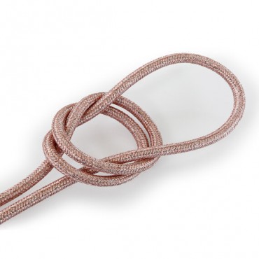 Fil électrique tissu câble rond 2x0.75 mm² Câble Textile Or Rose Brillant - 2x0.75mm²