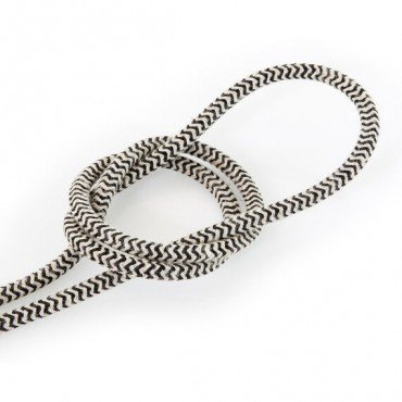 Fil électrique tissu câble rond 2x0.75 mm² Fil Électrique Lin et Noir 2x0,75mm² - Câble Électrique Textile de Qualité