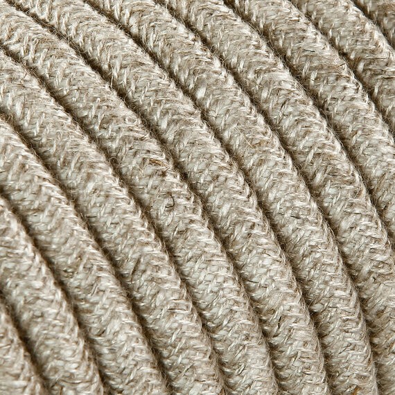 Fil électrique tissu câble rond 2x0.75 mm² Câble Textile Lin Chiné Blanc - 2x0.75mm²