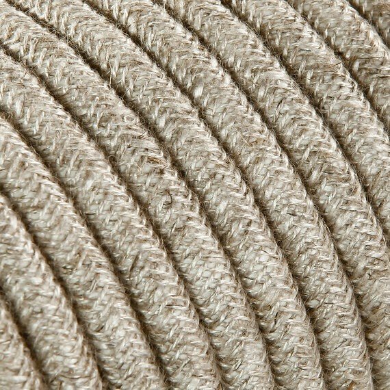 Fil électrique tissu câble rond 2x0.75 mm² Fil Électrique Lin Chiné Blanc 2x0,75mm² - Câble Électrique Textile de Qualité