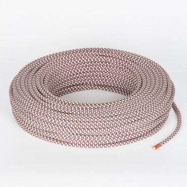 Fil électrique tissu câble rond 2x0.75 mm² Câble Textile Blanc et Bordeaux - 2x0.75mm²