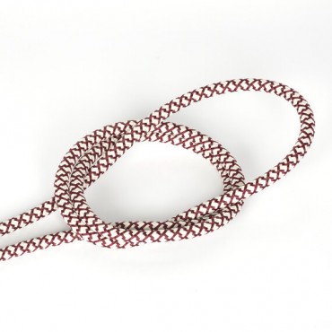 Fil électrique tissu câble rond 2x0.75 mm² Fil Électrique Tissu crème et Bordeaux 2x0,75mm² - Câble Électrique Textile de Qua...
