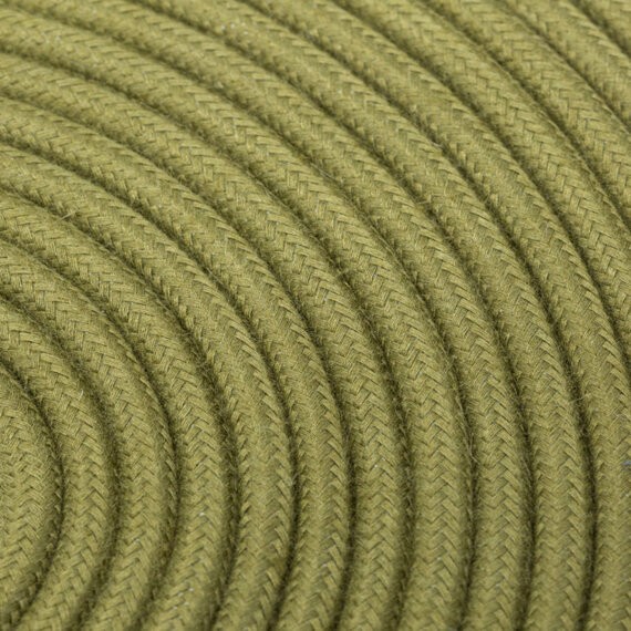 Fil électrique tissu câble rond 2x0.75 mm² Câble Textile Lin Vert Olive - 2x0.75mm²