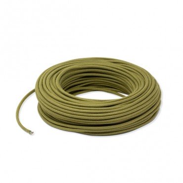 Fil électrique tissu câble rond 2x0.75 mm² Fil Électrique Tissu Vert Olive 2x0,75mm² - Câble Électrique Textile de Qualité