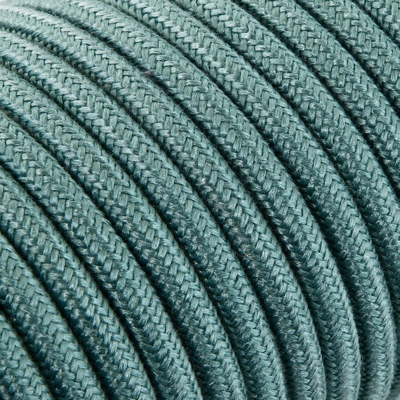Fil électrique tissu câble rond 2x0.75 mm² Fil Électrique Tissu Vert Sauge 2x0,75mm² - Câble Électrique Textile de Qualité
