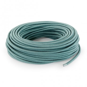 Fil électrique tissu câble rond 2x0.75 mm² Câble Électrique Lin Vert Sauge - 2x0.75mm²