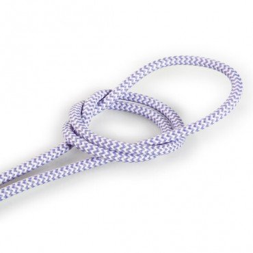 Fil électrique tissu câble rond 2x0.75 mm² Fil Électrique Tissu Blanc et Violet 2x0,75mm² - Câble Électrique Textile de Qualité
