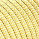 Fil électrique tissu câble rond 2x0.75 mm² Fil Électrique Tissu Zébré Blanc et Jaune 2x0,75mm² - Câble Électrique Textile de ...