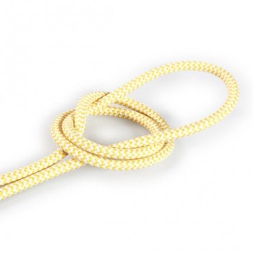 Fil électrique tissu câble rond 2x0.75 mm² Fil Électrique Tissu Blanc et Jaune 2x0,75mm² - Câble Électrique Textile de Qualité