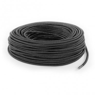 Fil électrique tissu câble rond 2x0.75 mm² Fil Électrique Tissu Gris Brillant 2x0,75mm² - Câble Électrique Textile de Qualité